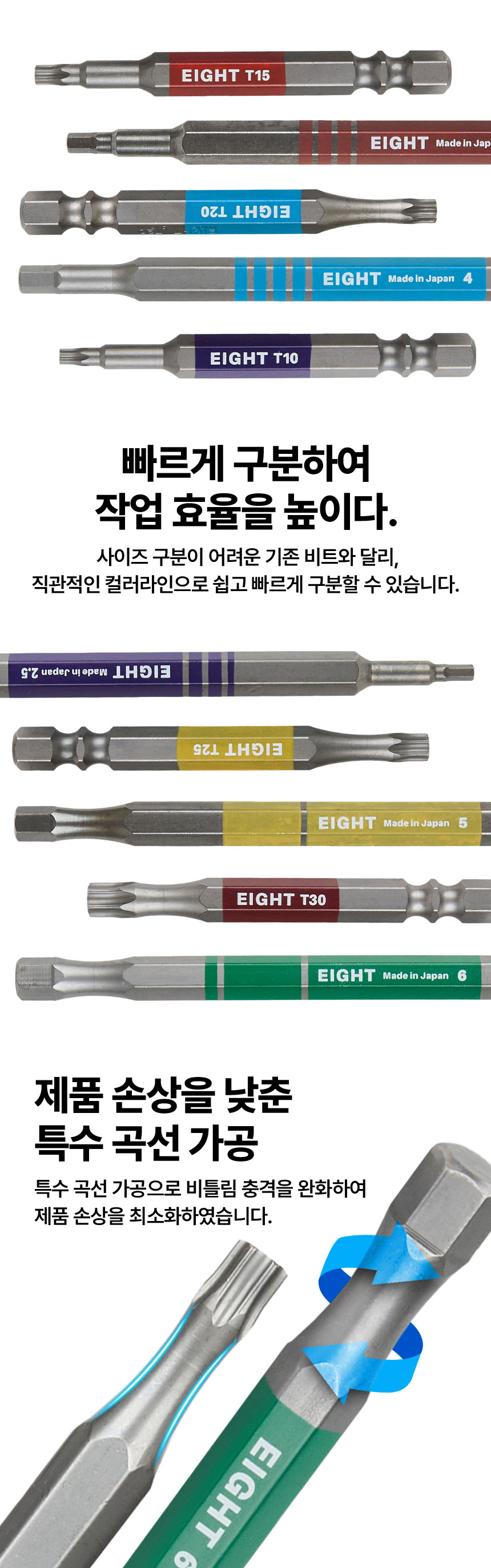 EIGHT (에이트) (6.35mm) 비트날 PH2 X 65mm (뭉툭형) 쵸크날 비트 EIGHT (에이트) (6.35mm) 비트날 PH2 X 65mm (뭉툭형) 쵸크날 비트