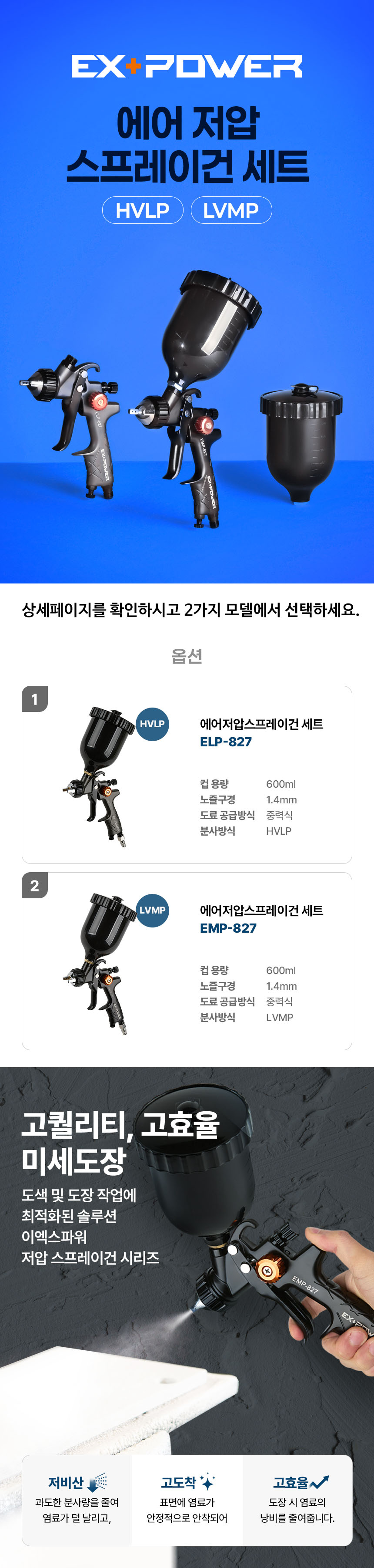 P-827 블랙 중력식 에어 저압 스프레이 건 P-827 스프레이건 세트 (노즐1.4MM- 페인트컵 600cc) P-827 블랙 중력식 에어 저압 스프레이 건 P-827 스프레이건 세트 (노즐1.4MM- 페인트컵 600cc)